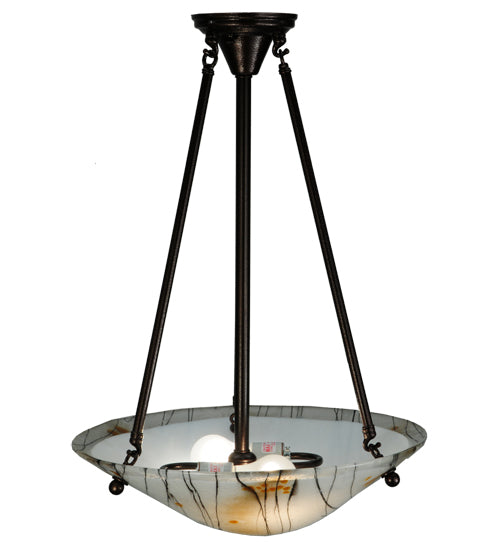 Meyda Lighting Metro Fusion 18" 2-Light Copper Vein Ramoscelli Inverted Pendant Light With White Copper Vein Powdercoat Shade Glass
