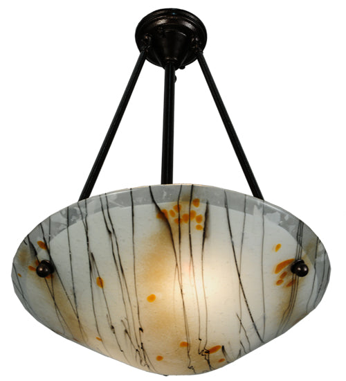 Meyda Lighting Metro Fusion 18" 2-Light Copper Vein Ramoscelli Inverted Pendant Light With White Copper Vein Powdercoat Shade Glass