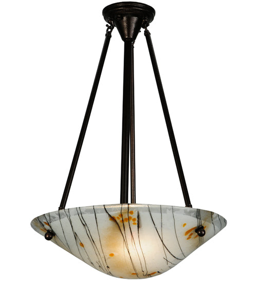 Meyda Lighting Metro Fusion 18" 2-Light Copper Vein Ramoscelli Inverted Pendant Light With White Copper Vein Powdercoat Shade Glass