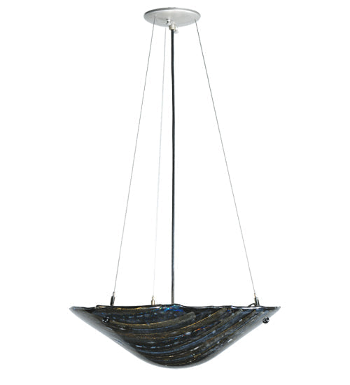 Meyda Lighting Metro Fusion 18" 2-Light Nickel Cielo Di Notte Inverted Pendant Light With Black Iridescent Shade Glass