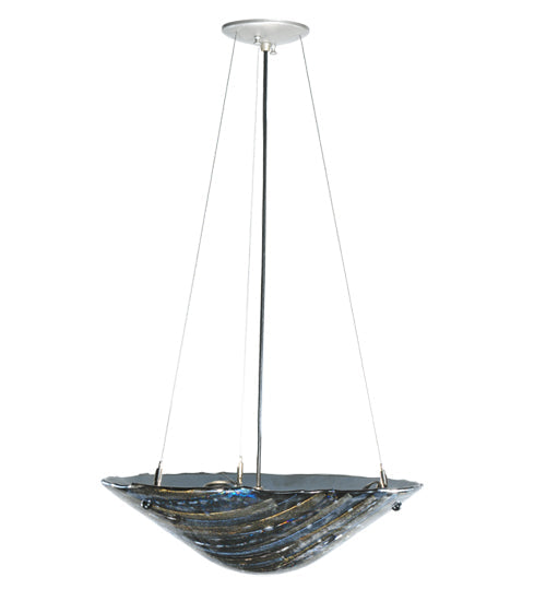 Meyda Lighting Metro Fusion 18" 2-Light Nickel Cielo Di Notte Inverted Pendant Light With Black Iridescent Shade Glass