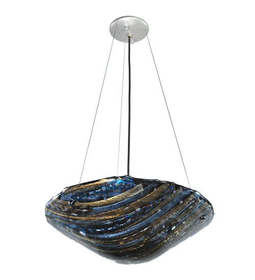 Meyda Lighting Metro Fusion 18" 2-Light Nickel Cielo Di Notte Inverted Pendant Light With Black Iridescent Shade Glass