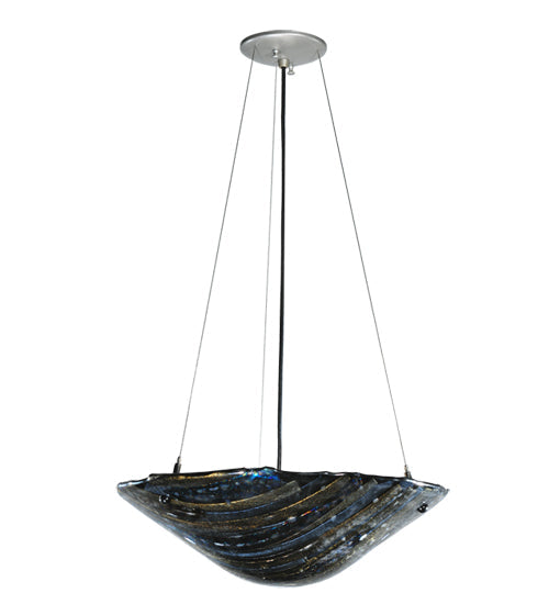 Meyda Lighting Metro Fusion 18" 2-Light Nickel Cielo Di Notte Inverted Pendant Light With Black Iridescent Shade Glass