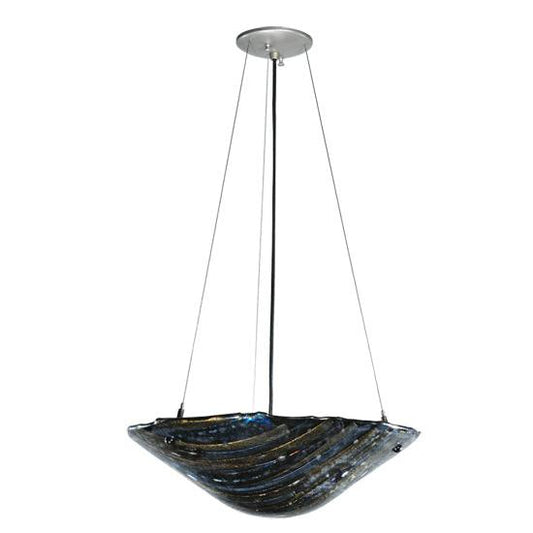 Meyda Lighting Metro Fusion 18" 2-Light Nickel Cielo Di Notte Inverted Pendant Light With Black Iridescent Shade Glass