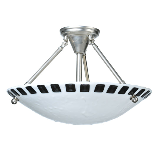 Meyda Lighting Metro Fusion 18" 2-Light Nickel Enduro Semi-flush Mount Ceiling Light With White & Black Shade Glass