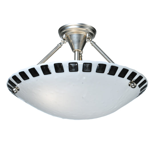 Meyda Lighting Metro Fusion 18" 2-Light Nickel Enduro Semi-flush Mount Ceiling Light With White & Black Shade Glass