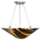Meyda Lighting Metro Fusion 18" 2-Light Nickel Penna Di Pavone Pendant Light With Multi-Colored Shade Glass