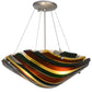 Meyda Lighting Metro Fusion 18" 2-Light Nickel Penna Di Pavone Pendant Light With Multi-Colored Shade Glass