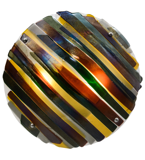 Meyda Lighting Metro Fusion 18" 2-Light Nickel Penna Di Pavone Pendant Light With Multi-Colored Shade Glass