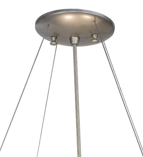 Meyda Lighting Metro Fusion 18" 2-Light Nickel Penna Di Pavone Pendant Light With Multi-Colored Shade Glass