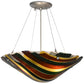 Meyda Lighting Metro Fusion 18" 2-Light Nickel Penna Di Pavone Pendant Light With Multi-Colored Shade Glass