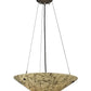 Meyda Lighting Metro Fusion 18" 2-Light Timeless Bronze Bird's Nest Inverted Pendant Light With Beige & Black Streamer Shade Glass