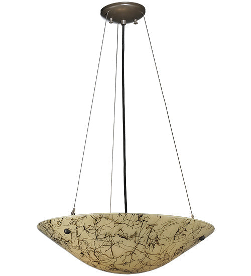 Meyda Lighting Metro Fusion 18" 2-Light Timeless Bronze Bird's Nest Inverted Pendant Light With Beige & Black Streamer Shade Glass