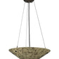 Meyda Lighting Metro Fusion 18" 2-Light Timeless Bronze Bird's Nest Inverted Pendant Light With Beige & Black Streamer Shade Glass