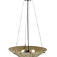 Meyda Lighting Metro Fusion 18" 2-Light Timeless Bronze Bird's Nest Inverted Pendant Light With Beige & Black Streamer Shade Glass