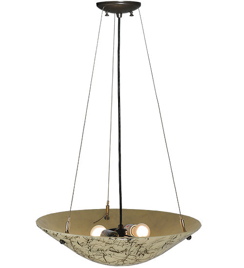 Meyda Lighting Metro Fusion 18" 2-Light Timeless Bronze Bird's Nest Inverted Pendant Light With Beige & Black Streamer Shade Glass