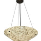 Meyda Lighting Metro Fusion 18" 2-Light Timeless Bronze Bird's Nest Inverted Pendant Light With Beige & Black Streamer Shade Glass