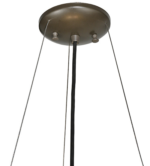 Meyda Lighting Metro Fusion 18" 2-Light Timeless Bronze Bird's Nest Inverted Pendant Light With Beige & Black Streamer Shade Glass