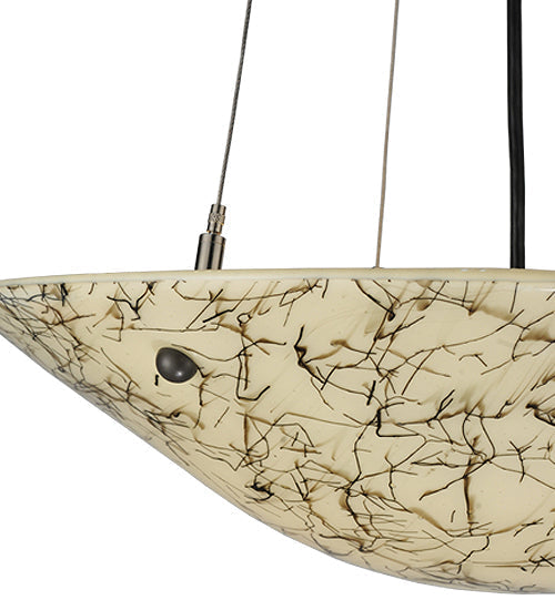 Meyda Lighting Metro Fusion 18" 2-Light Timeless Bronze Bird's Nest Inverted Pendant Light With Beige & Black Streamer Shade Glass