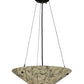Meyda Lighting Metro Fusion 18" 2-Light Timeless Bronze Bird's Nest Inverted Pendant Light With Beige & Black Streamer Shade Glass
