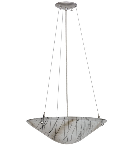 Meyda Lighting Metro Fusion 18" 3-Light Brushed Nickel Inverted Pendant Light With Ramoscelli Shade Glass