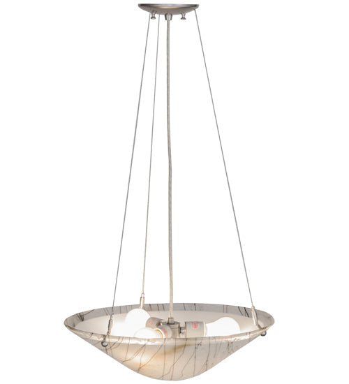 Meyda Lighting Metro Fusion 18" 3-Light Brushed Nickel Inverted Pendant Light With Ramoscelli Shade Glass