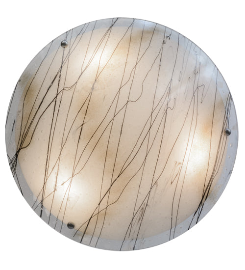 Meyda Lighting Metro Fusion 18" 3-Light Brushed Nickel Inverted Pendant Light With Ramoscelli Shade Glass