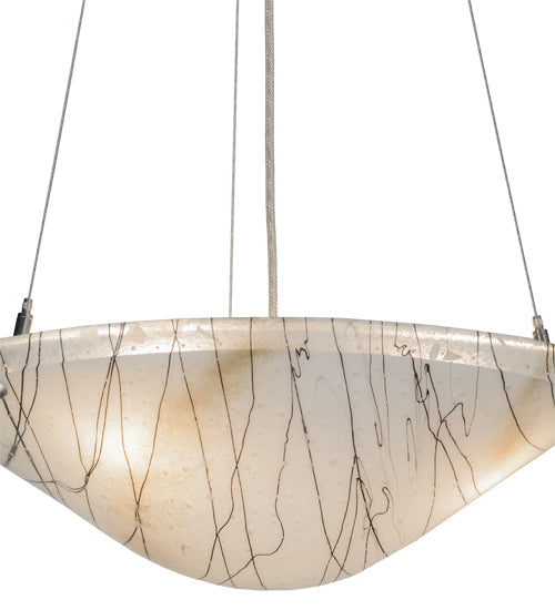 Meyda Lighting Metro Fusion 18" 3-Light Brushed Nickel Inverted Pendant Light With Ramoscelli Shade Glass