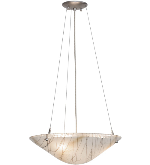 Meyda Lighting Metro Fusion 18" 3-Light Brushed Nickel Inverted Pendant Light With Ramoscelli Shade Glass