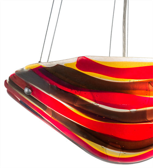 Meyda Lighting Metro Fusion 18" 3-Light Brushed Nickel Marina Inverted Pendant Light With Multi-Colored Shade Glass