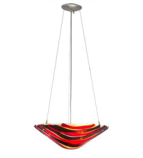 Meyda Lighting Metro Fusion 18" 3-Light Brushed Nickel Marina Inverted Pendant Light With Multi-Colored Shade Glass