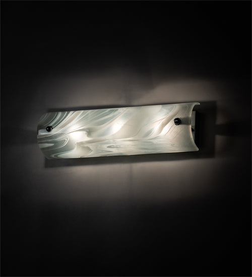 Meyda Lighting Metro Fusion 18" 3-Light Extreme Chrome Blanco Swirl Vanity Light With Blue & White Shade Glass