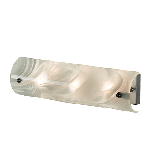 Meyda Lighting Metro Fusion 18" 3-Light Extreme Chrome Blanco Swirl Vanity Light With Blue & White Shade Glass