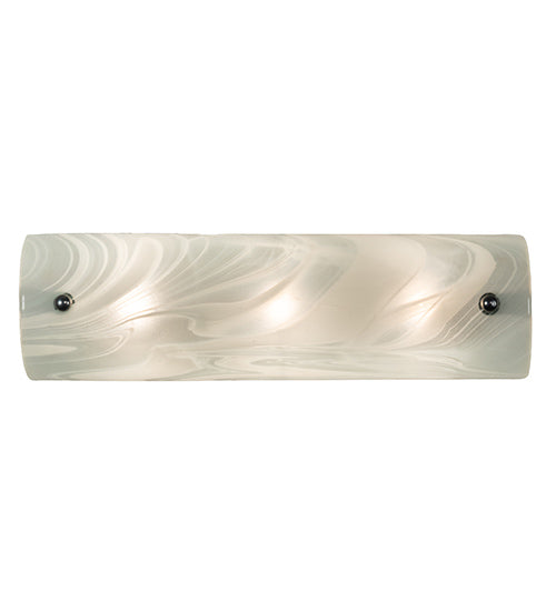Meyda Lighting Metro Fusion 18" 3-Light Extreme Chrome Blanco Swirl Vanity Light With Blue & White Shade Glass