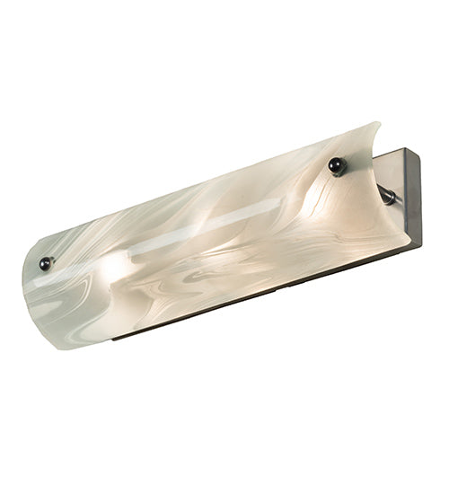 Meyda Lighting Metro Fusion 18" 3-Light Extreme Chrome Blanco Swirl Vanity Light With Blue & White Shade Glass