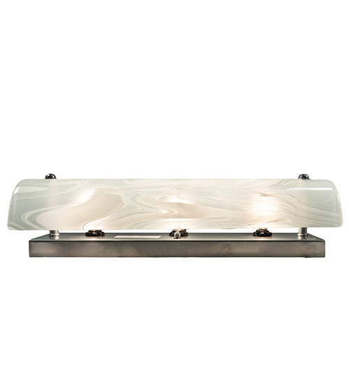 Meyda Lighting Metro Fusion 18" 3-Light Extreme Chrome Blanco Swirl Vanity Light With Blue & White Shade Glass