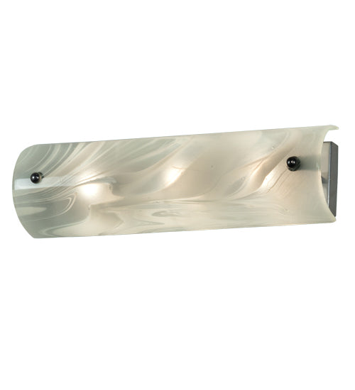 Meyda Lighting Metro Fusion 18" 3-Light Extreme Chrome Blanco Swirl Vanity Light With Blue & White Shade Glass