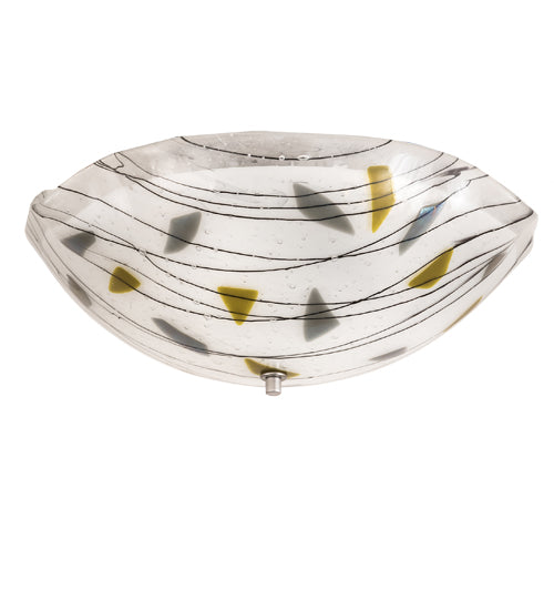 Meyda Lighting Metro Fusion 18" 3-Light Nickel Ramoscelli Flush Mount Light With Multi-Colored Shade Glass