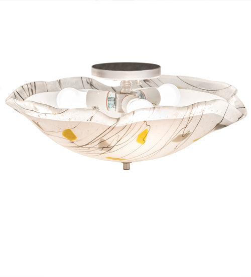 Meyda Lighting Metro Fusion 18" 3-Light Nickel Ramoscelli Flush Mount Light With Multi-Colored Shade Glass