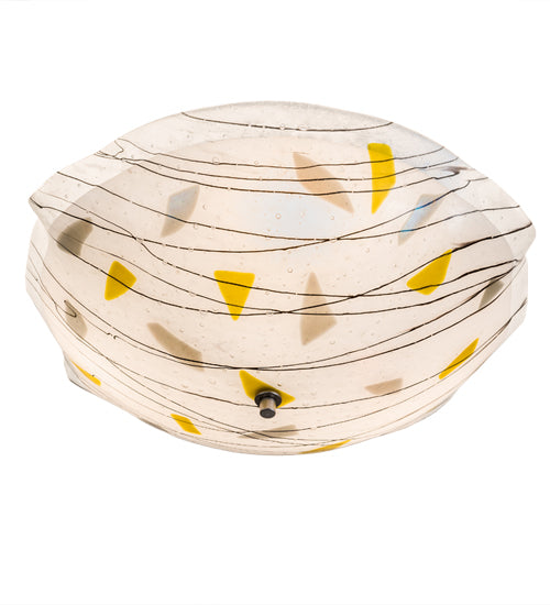 Meyda Lighting Metro Fusion 18" 3-Light Nickel Ramoscelli Flush Mount Light With Multi-Colored Shade Glass