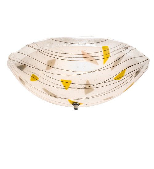 Meyda Lighting Metro Fusion 18" 3-Light Nickel Ramoscelli Flush Mount Light With Multi-Colored Shade Glass