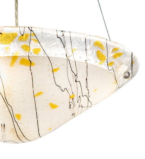 Meyda Lighting Metro Fusion 18" 3-Light Nickel Ramoscelli Inverted Pendant Light With White & Brown Fused Shade Glass