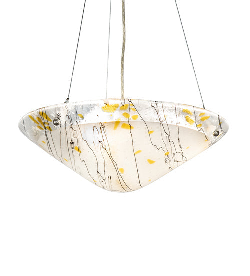 Meyda Lighting Metro Fusion 18" 3-Light Nickel Ramoscelli Inverted Pendant Light With White & Brown Fused Shade Glass