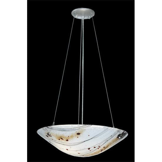 Meyda Lighting Metro Fusion 18" 3-Light Nickel Ramoscelli Inverted Pendant Light With White Shade Glass
