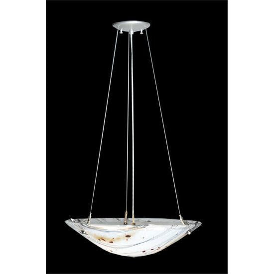 Meyda Lighting Metro Fusion 18" 3-Light Nickel Ramoscelli Inverted Pendant Light With White Shade Glass