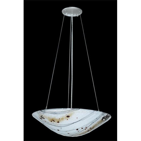 Meyda Lighting Metro Fusion 18" 3-Light Nickel Ramoscelli Inverted Pendant Light With White Shade Glass