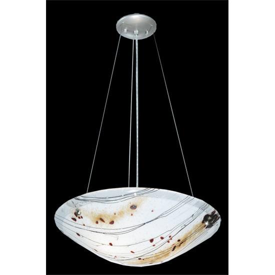 Meyda Lighting Metro Fusion 18" 3-Light Nickel Ramoscelli Inverted Pendant Light With White Shade Glass