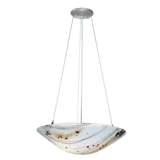 Meyda Lighting Metro Fusion 18" 3-Light Nickel Ramoscelli Inverted Pendant Light With White Shade Glass