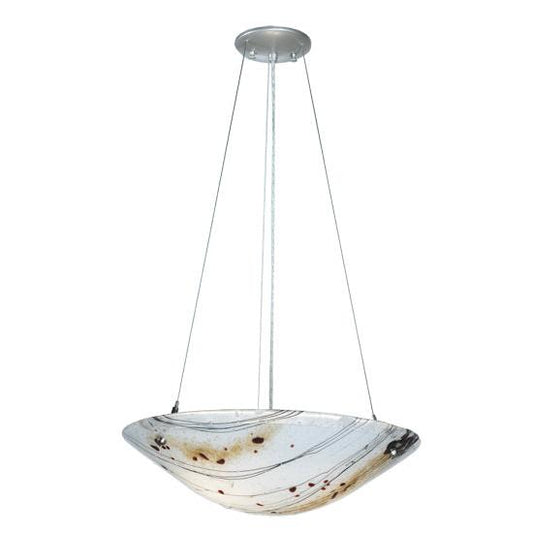 Meyda Lighting Metro Fusion 18" 3-Light Nickel Ramoscelli Inverted Pendant Light With White Shade Glass