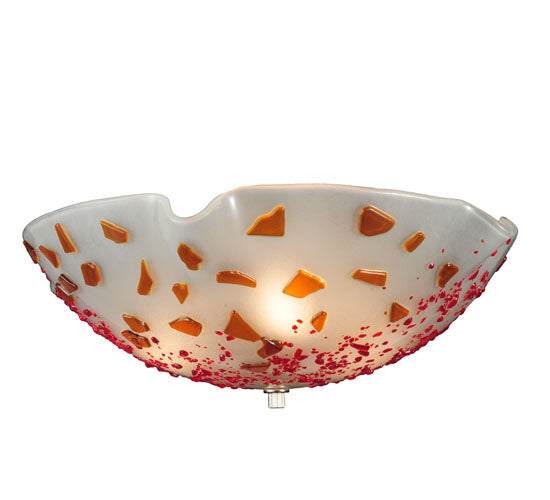 Meyda Lighting Metro Fusion 18" 3-Light White Organic Slumped Flush Mount Light With Cherry & Amber On White Shade Glass